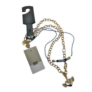 BP. Nordstrom Layered Gold Tone Chain Necklace Heart Pendant Charms NWT